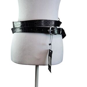 Nasty Gal vegan faux leather black wrap belt new